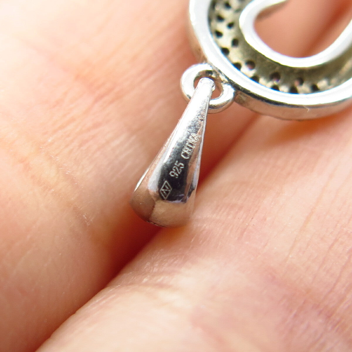 925 Sterling Silver Pave C Z Open Heart Pendant