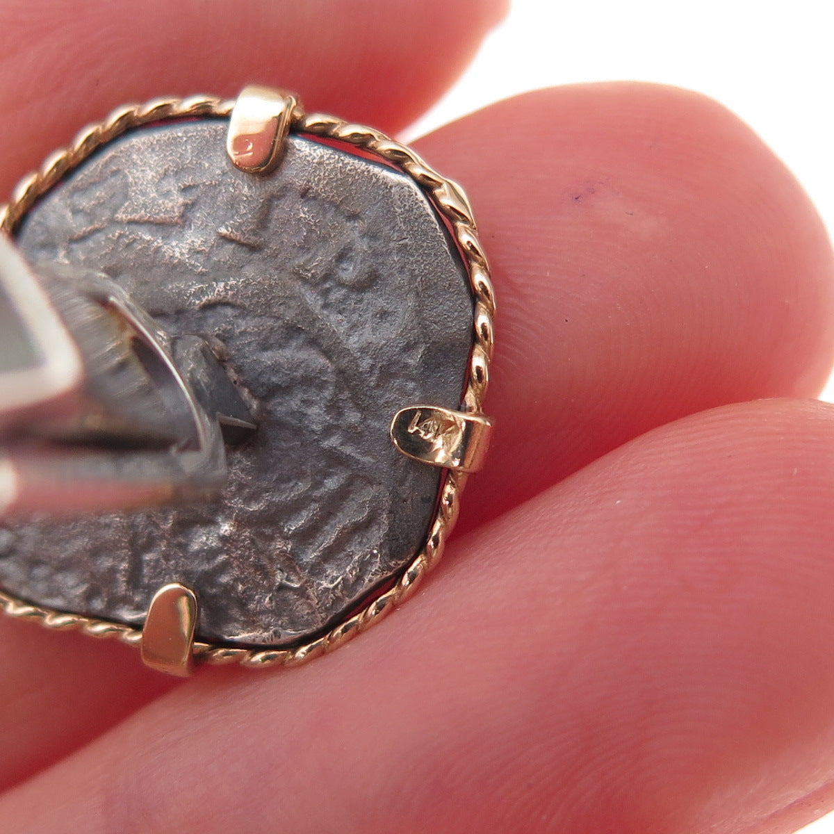 925 Sterling Silver 14K Gold Frame Vintage Cross Oxidized Cufflinks