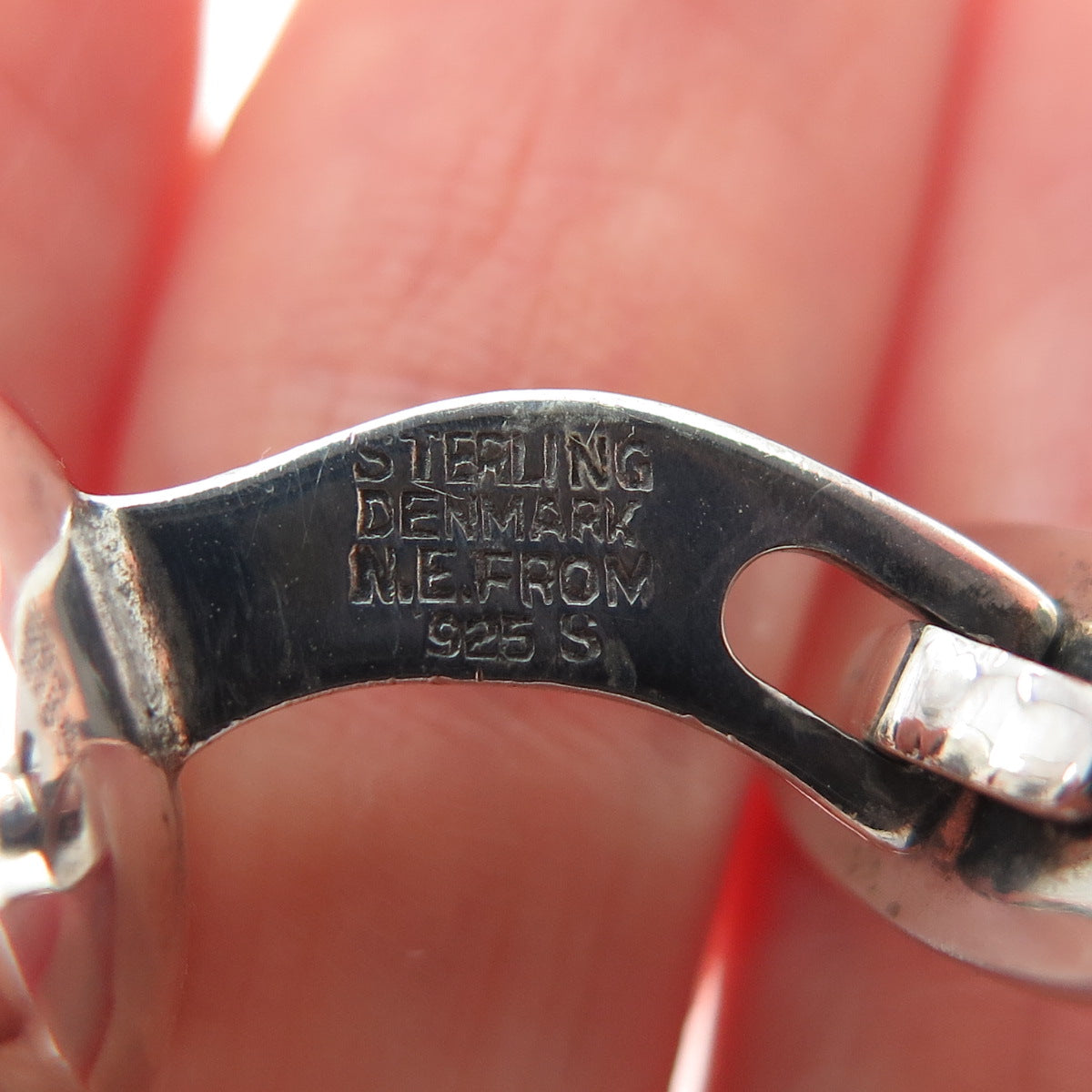 N.E. FROM 925S Sterling Silver Vintage Denmark Real Hematite Modernist Cufflinks