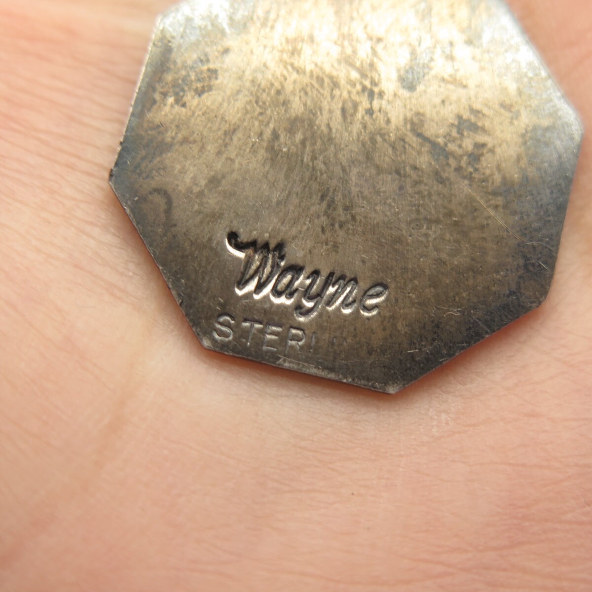 925 Sterling Silver Vintage Wayne Enamel US Medal Pendant