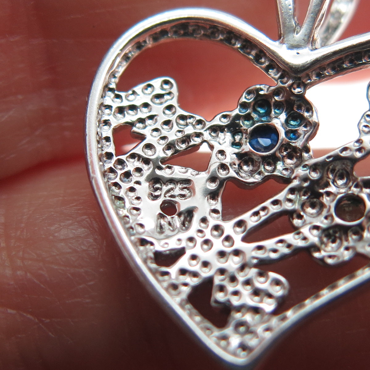 NEVADA 925 Sterling Silver Real Sapphire Ruby & Emerald Mom Heart Mini Pendant