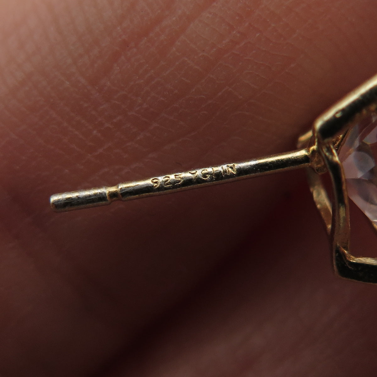 925 Sterling Silver Gold Plated Heart-Cut C Z Stud Earrings