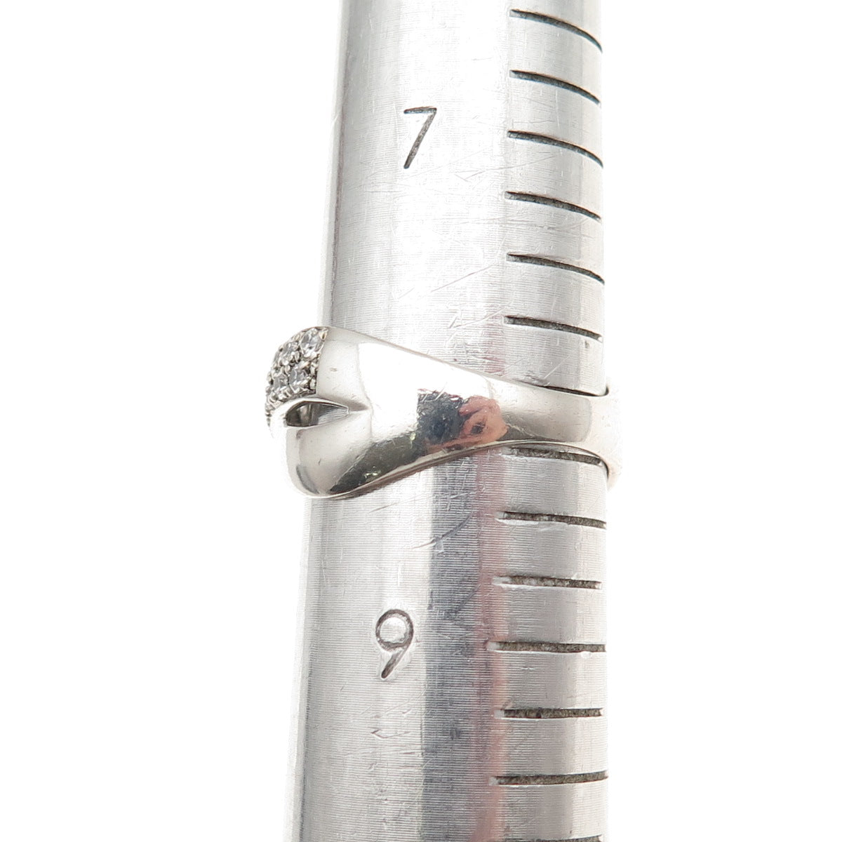 925 Sterling Silver Round-Cut C Z Crisscross Ring Size 8.25
