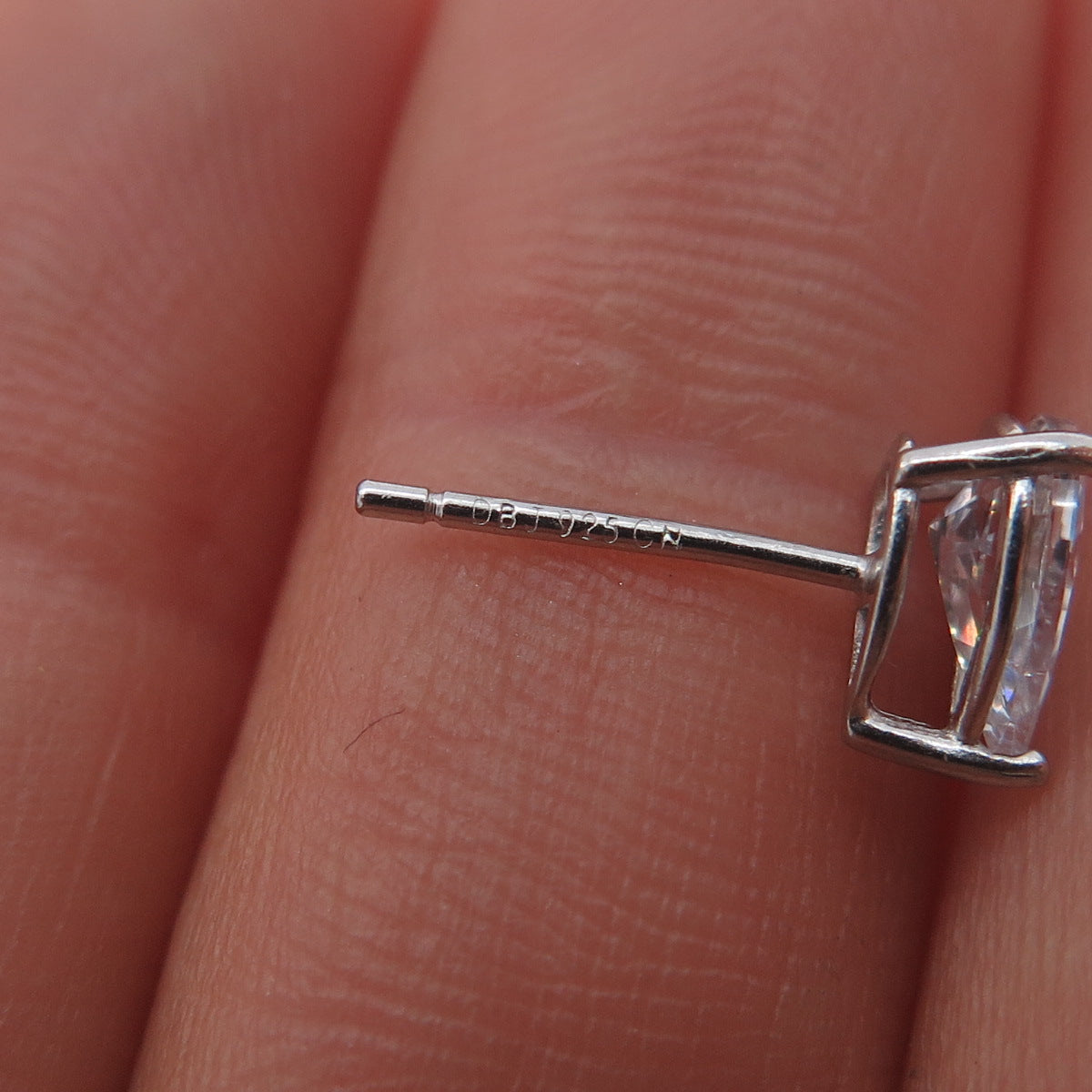 DEE BERKLEY 925 Sterling Silver Pear-Cut C Z Stud Earrings