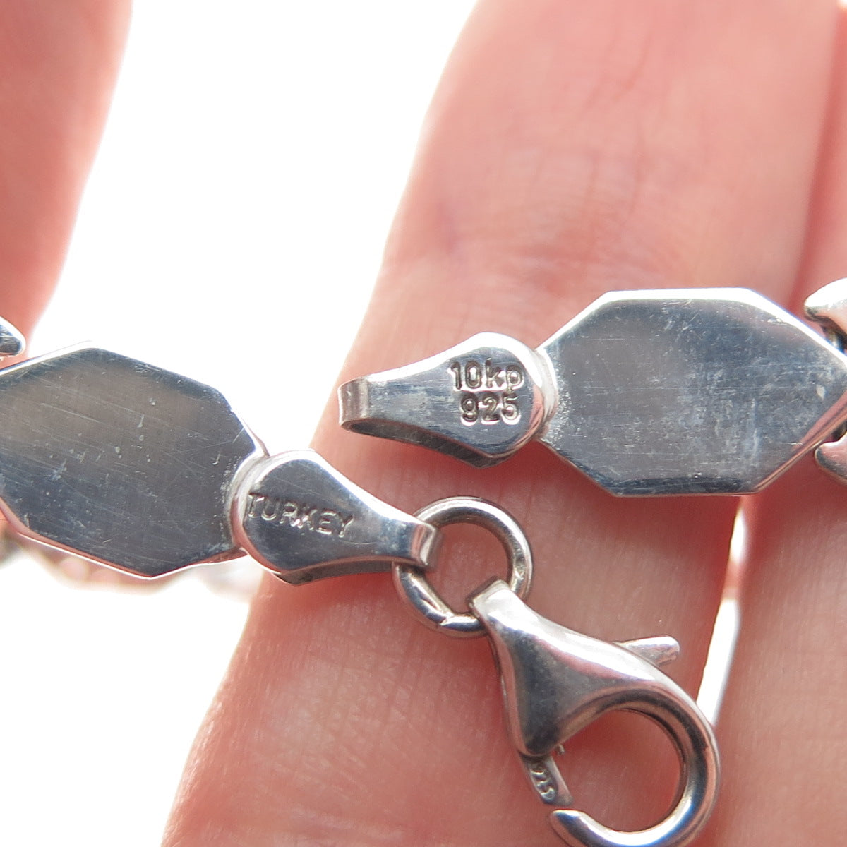 925 Sterling Silver Vintage Diamond-Cut "X" Link Bracelet 7.25"