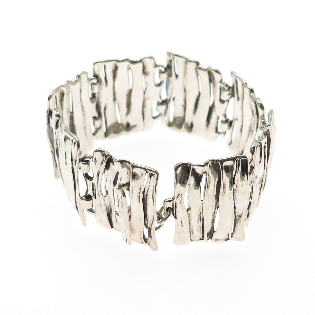 HAGIT GORALI 925 Sterling Silver Vintage Israel Modernist Panel Link Bracelet 6"