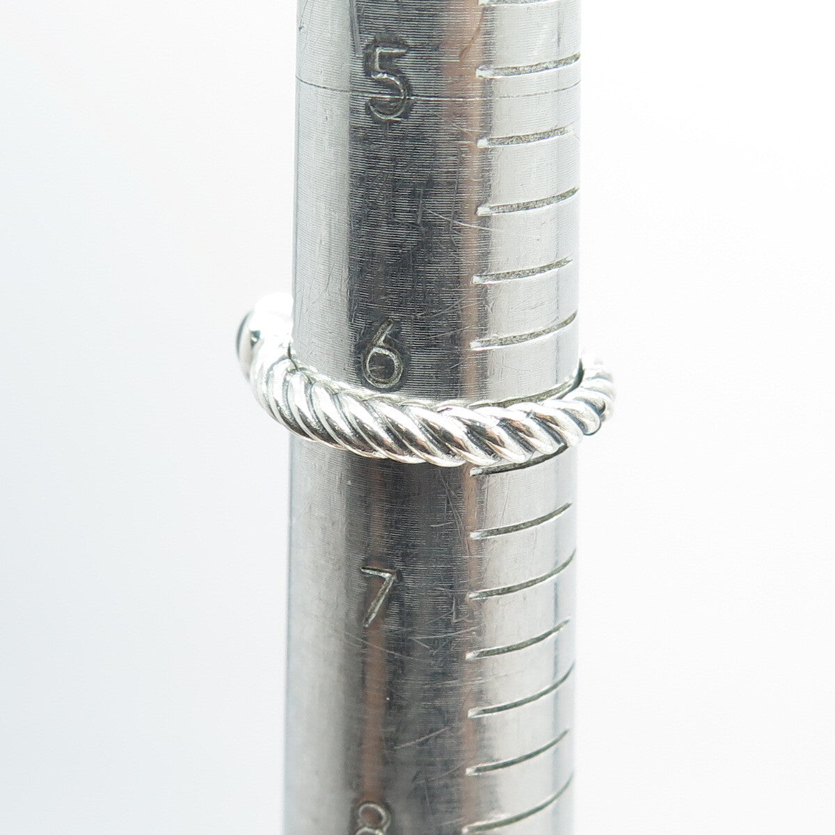 925 Sterling Silver Vintage Real Tourmaline Twisted Rope Ring Size 6.5