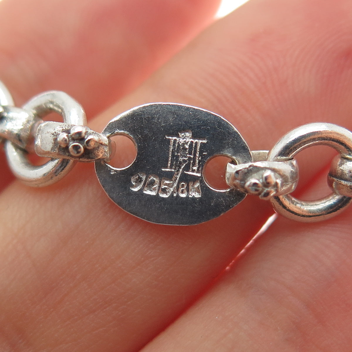 JOHN HARDY 18K Gold 925 Sterling Silver Vintage Heart Rolo Chain Necklace 16"