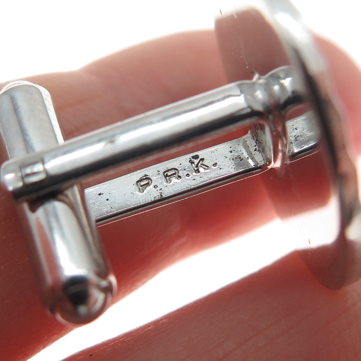 925 Sterling Silver Vintage PRK Diamond-Cut Round Cufflinks