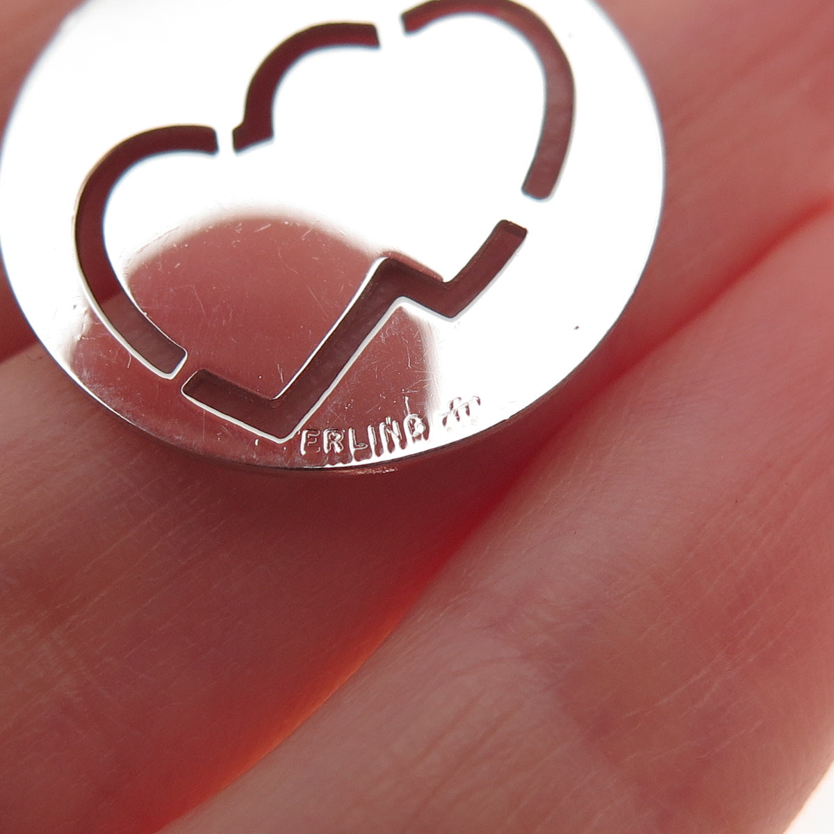 Griffith & Sons 925 Sterling Silver Vintage Couple Heart Charm Pendant