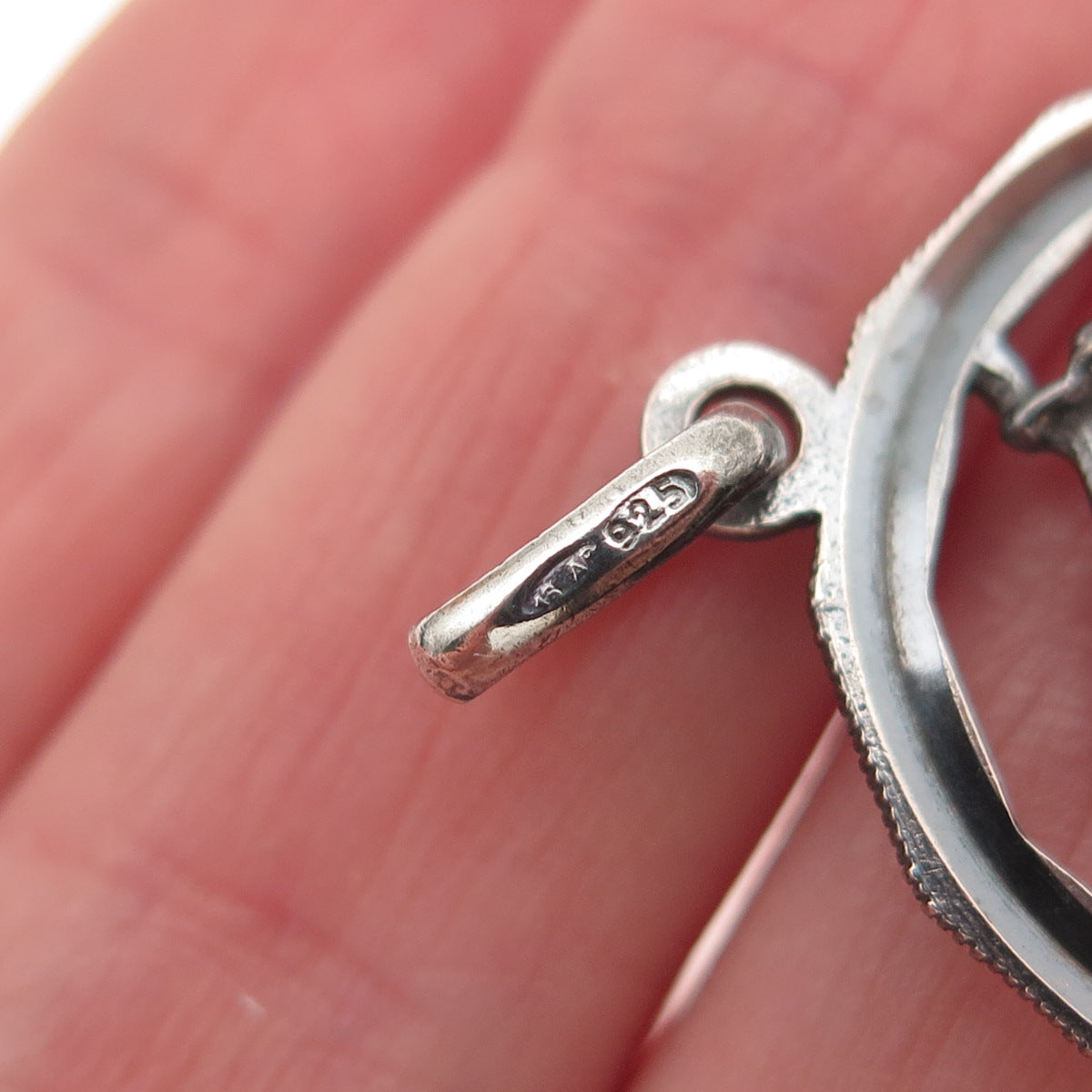 925 Sterling Silver Vintage Italy Aquarius Zodiac Sign Oxidized Charm Pendant