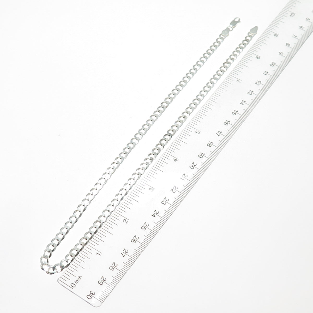 P. LUX 925 Sterling Silver Vintage Italy Curb Chain Necklace 18"