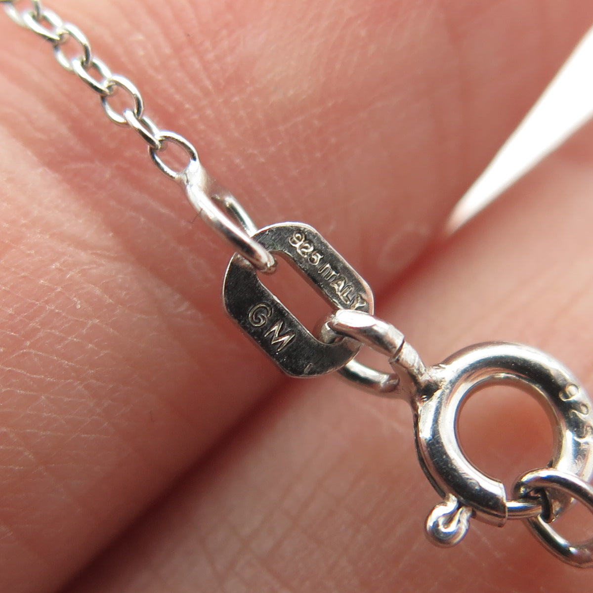 925 Sterling Silver Italy Real Diamond & Red Garnet Gem Butterfly Necklace 18"