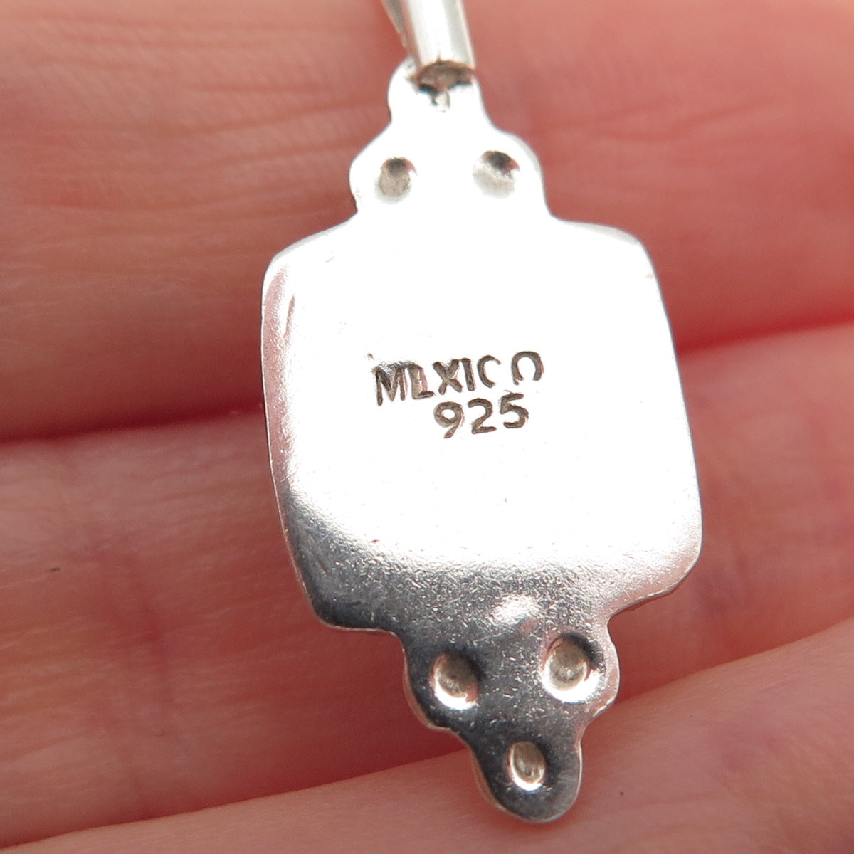 925 Sterling Silver Vintage Mexico Real Pink Mother-of-Pearl Charm Pendant