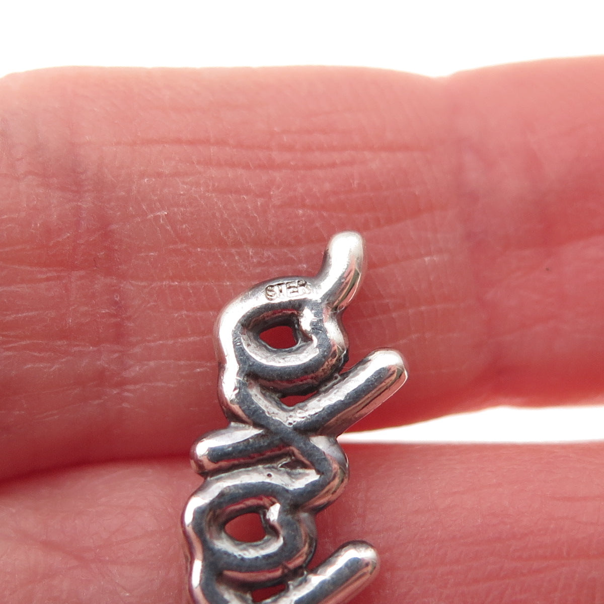 925 Sterling Silver Vintage XOXO Hugs & Kisses Oxidized Charm Pendant