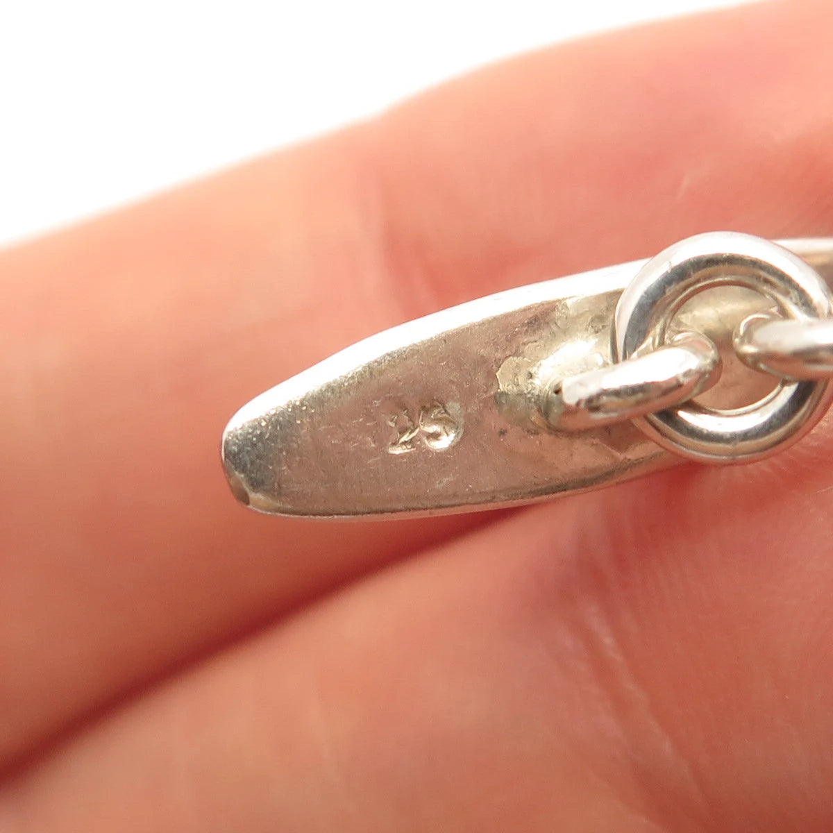 925 Sterling Silver Vintage Human Link Bracelet 7.5"