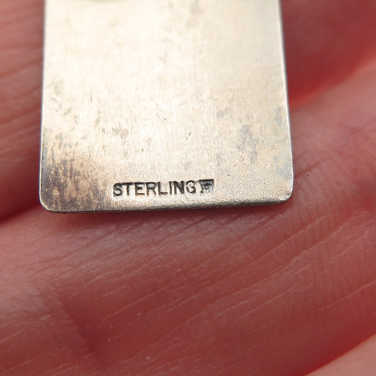 WELLS 925 Sterling Silver Vintage Report Card Oxidized Mini Charm Pendant
