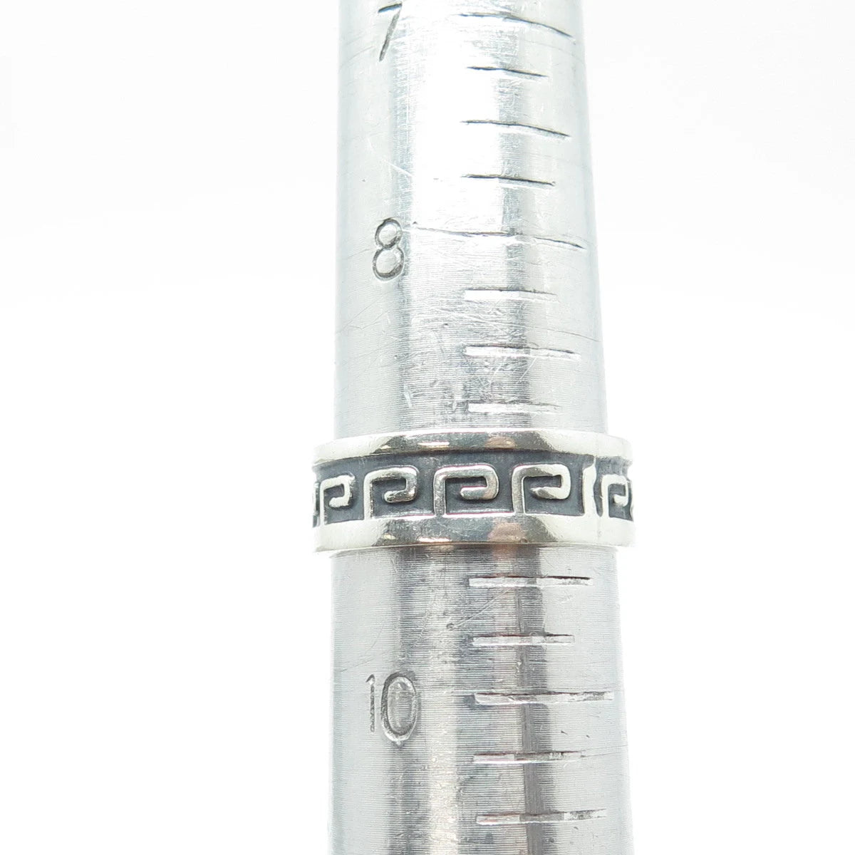 925 Sterling Silver Vintage Greek Maze Oxidized Band Ring Size 9.5