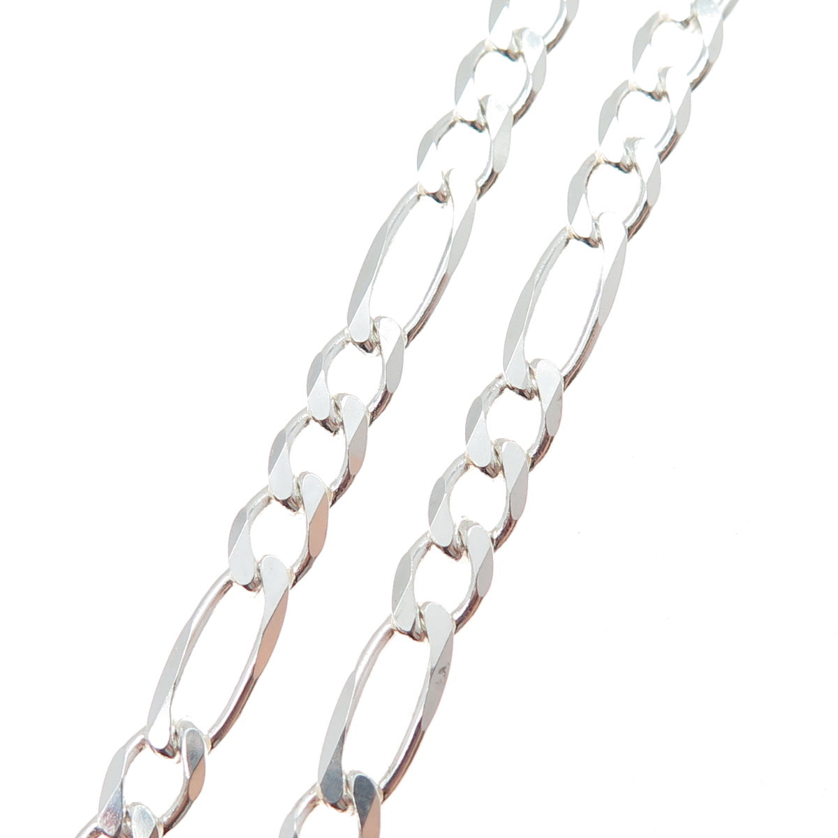 925 Sterling Silver Vintage Italy Figaro Chain Necklace 18"