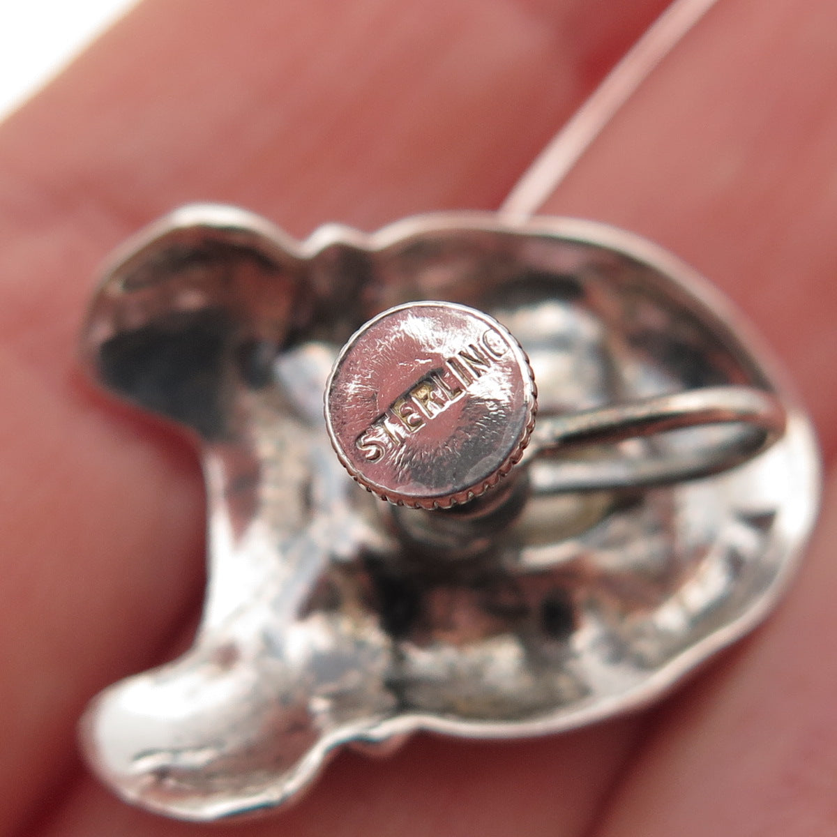 925 Sterling Silver Vintage Comedy & Tragedy Devil Masks Screw Back Earrings