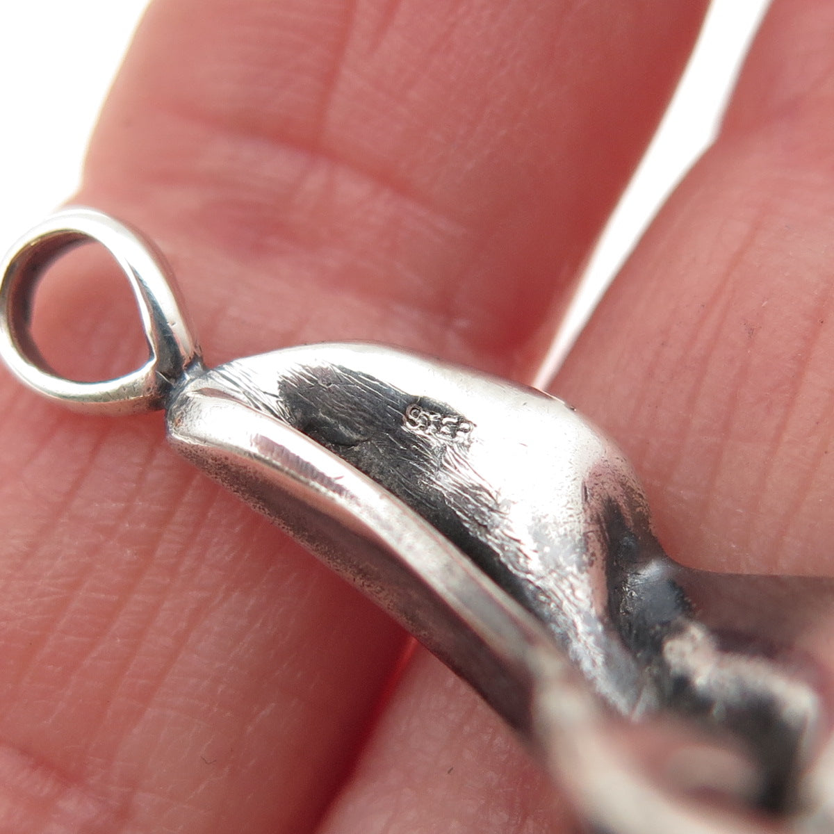 925 Sterling Silver Vintage Modernist Oxidized Charm Pendant