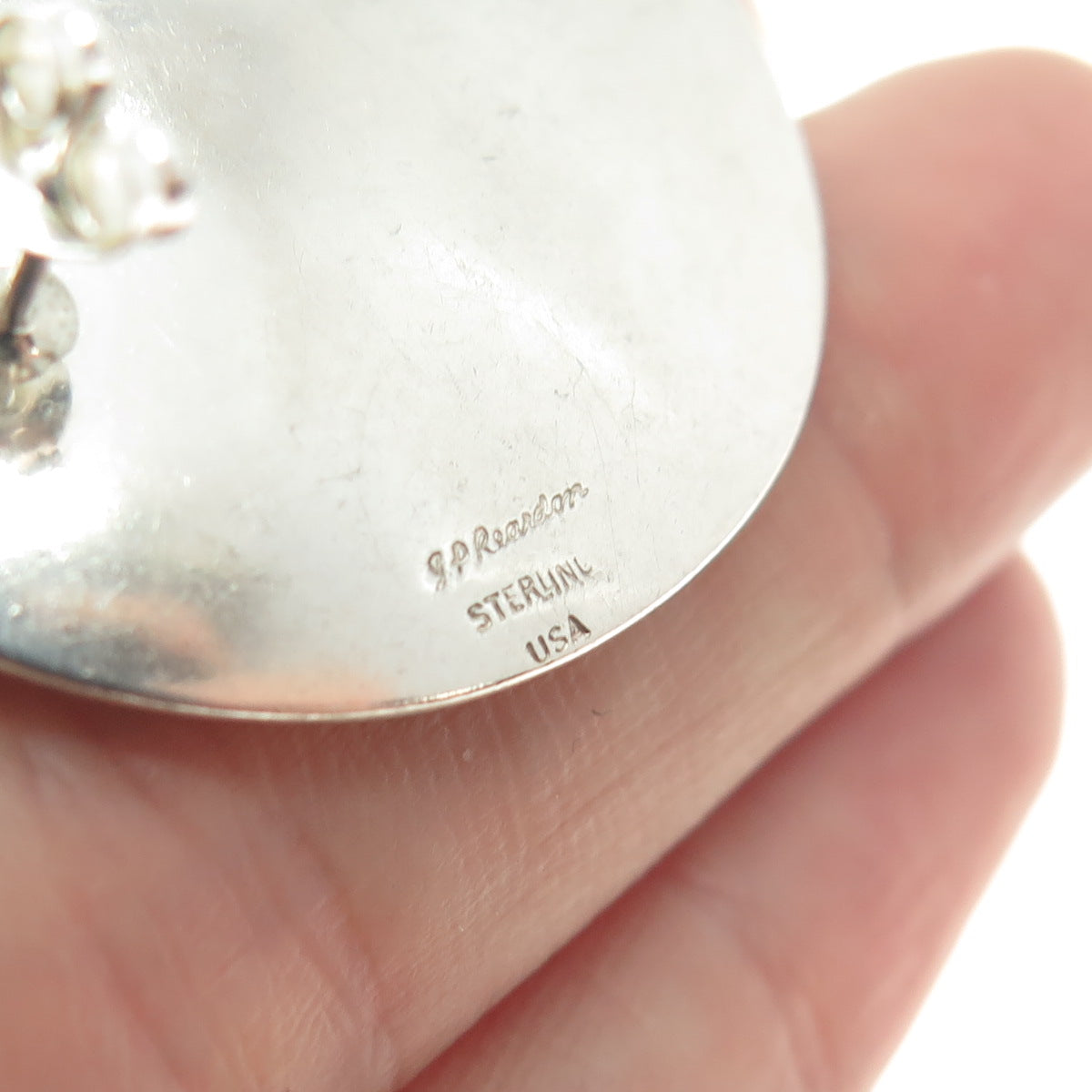 J.P. REARDON 925 Sterling Silver 2-Tone Vintage Modernist Earrings