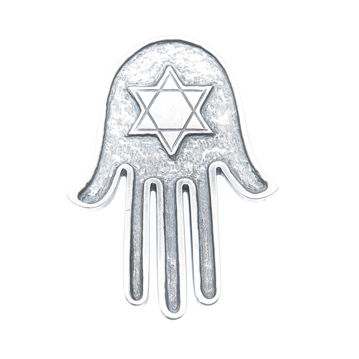 925 Sterling Silver Vintage Star of David Hamsa Oxidized Amulet