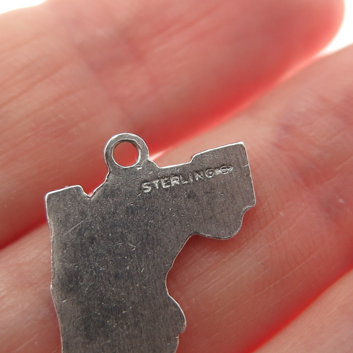 GRIFFITH & SONS CO. 925 Sterling Silver Vintage Enamel Florida Map Mini Pendant