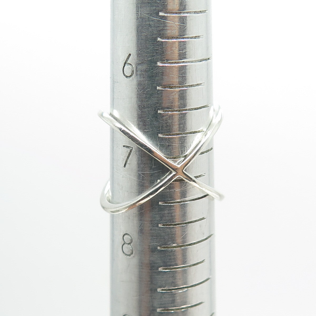 925 Sterling Silver Round-Cut C Z Crisscross Ring Size 7.25