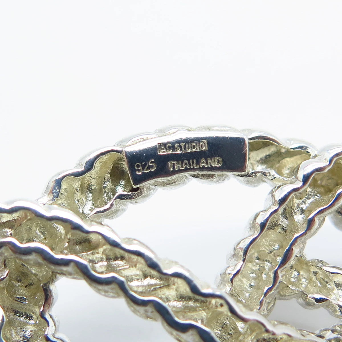 925 Sterling Silver Vintage Modernist Twisted Pendant