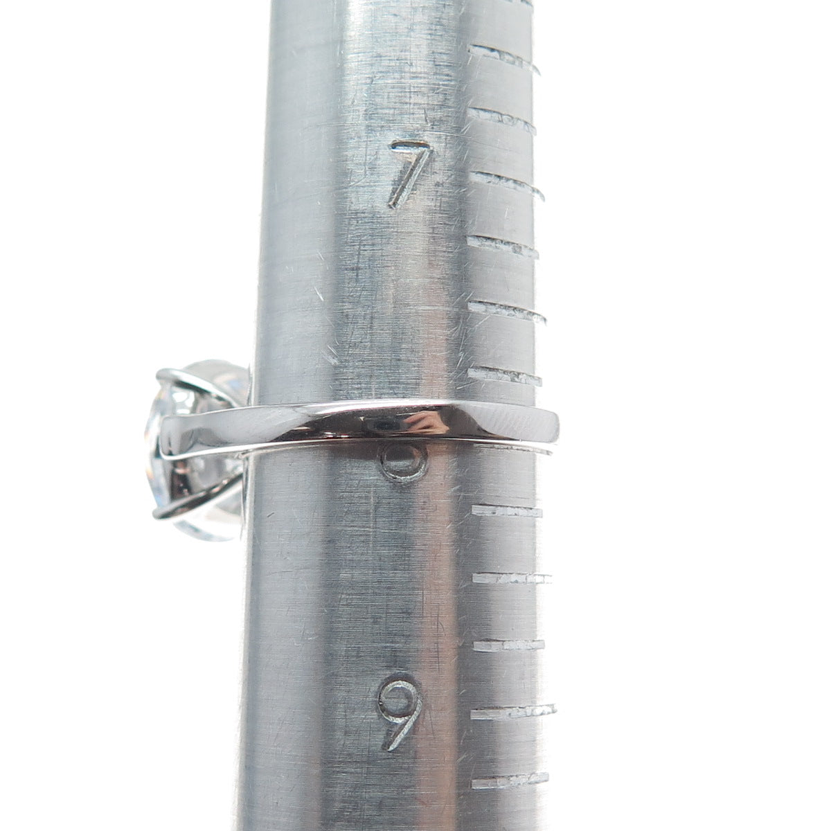 DSMK 925 Sterling Silver Round & Tapered Baguette-Cut C Z Engagement Ring Size 8