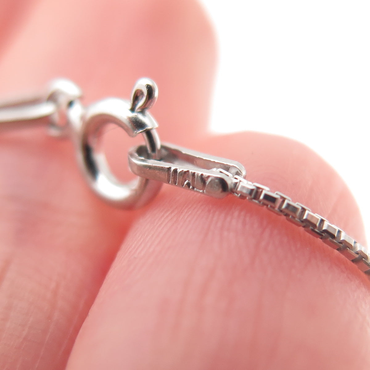 DEE BERKLE Sterling Silver Lab-Created Peacock Sapphire Box Chain Necklace 16"