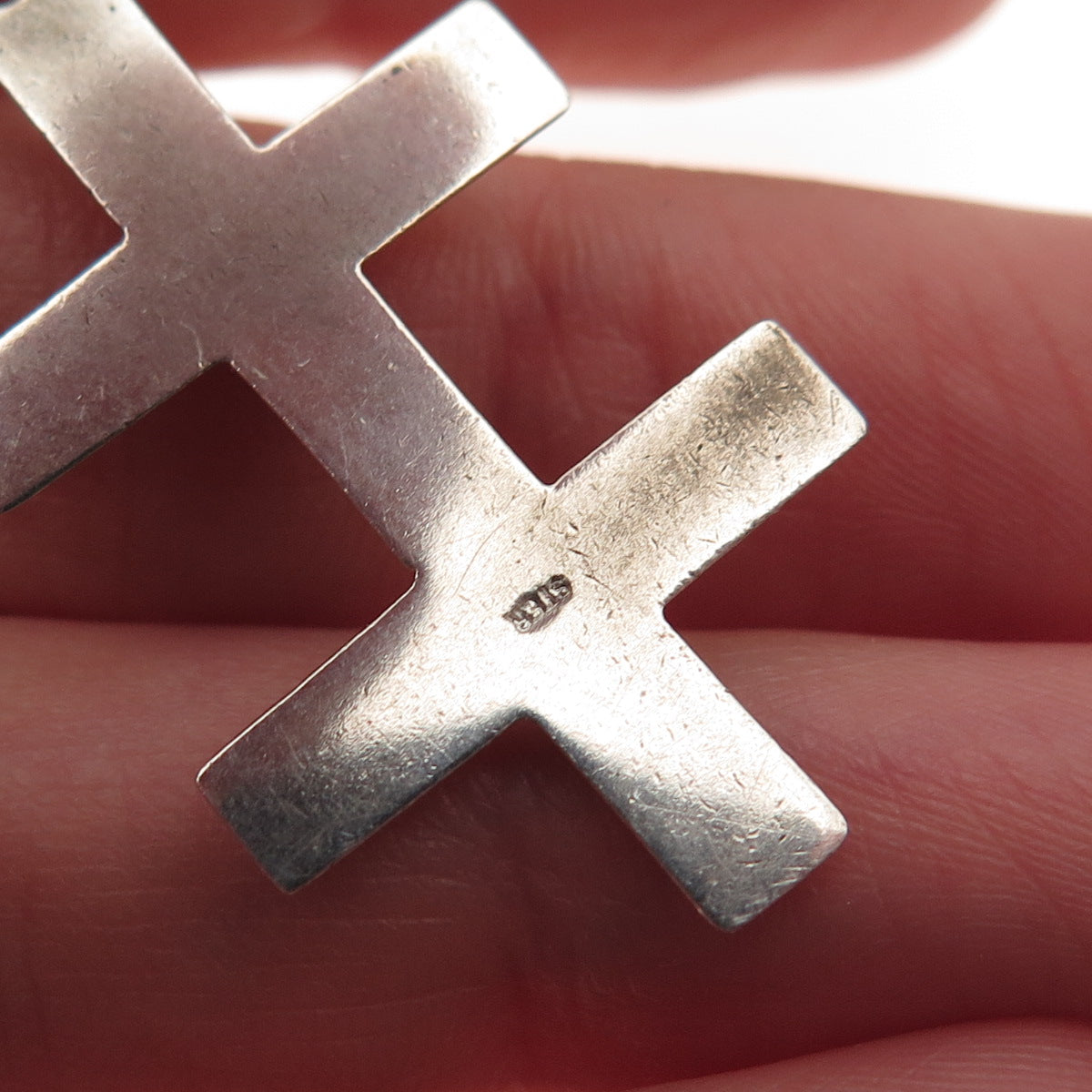 925 Sterling Silver Vintage Orthodox Double Cross Religious Charm Pendant