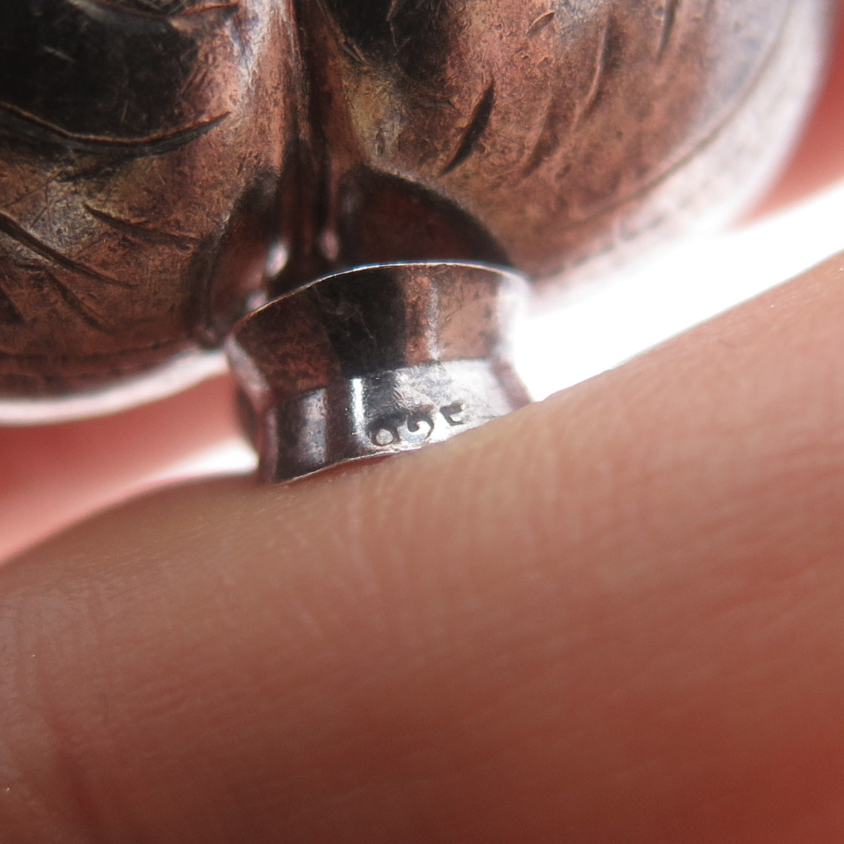 925 Sterling Silver Vintage Engraved Puffy Heart Oxidized Charm Pendant