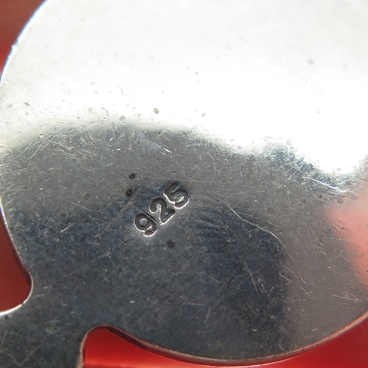 925 Sterling Silver Vintage Real Hematite Gem Swirl Modernist Oxidized Pendant