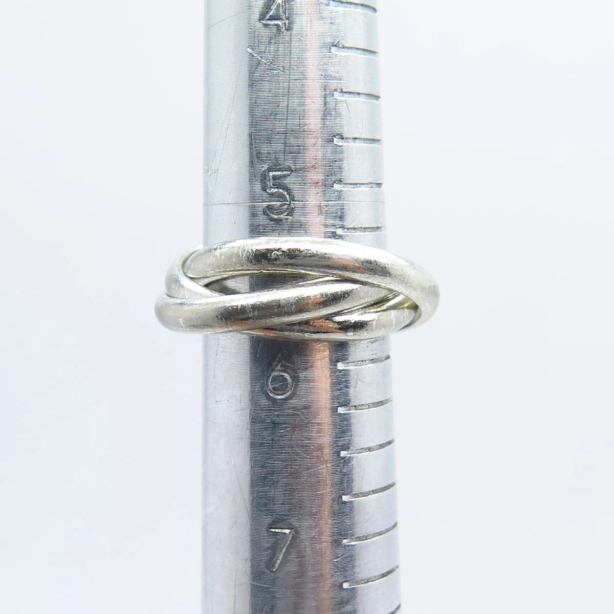 925 Sterling Silver Vintage Triple Interlocked Ring Size 6