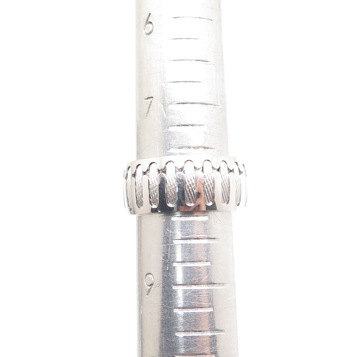 NEOS 925 Sterling Silver Textured Sewing Stitches Band Ring Size 8.25