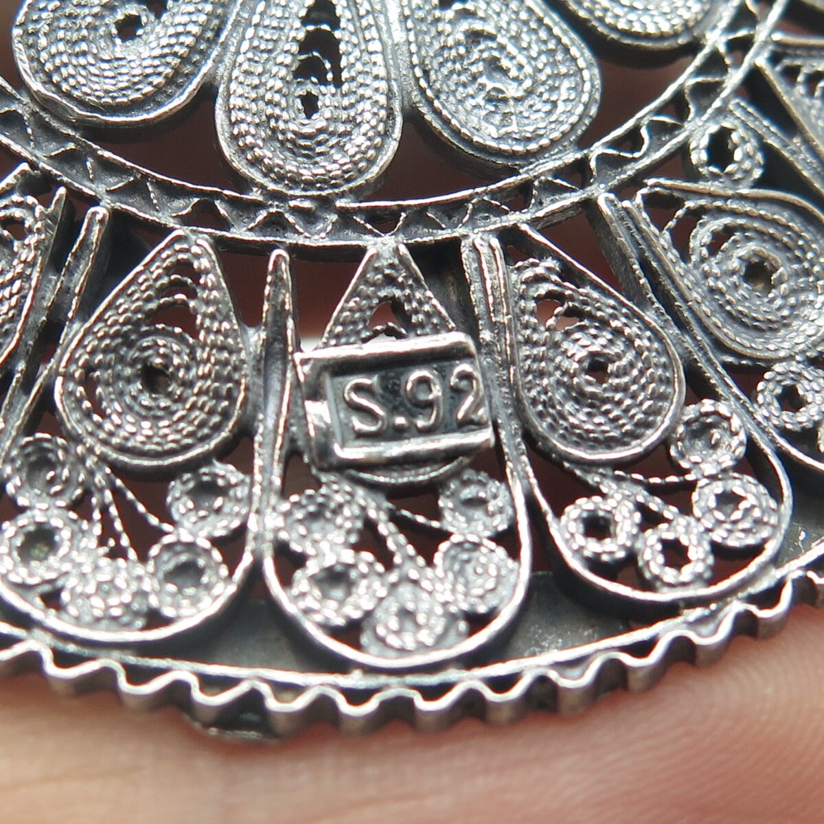 925 Sterling Silver Antique Art Deco Filigree Pin Brooch