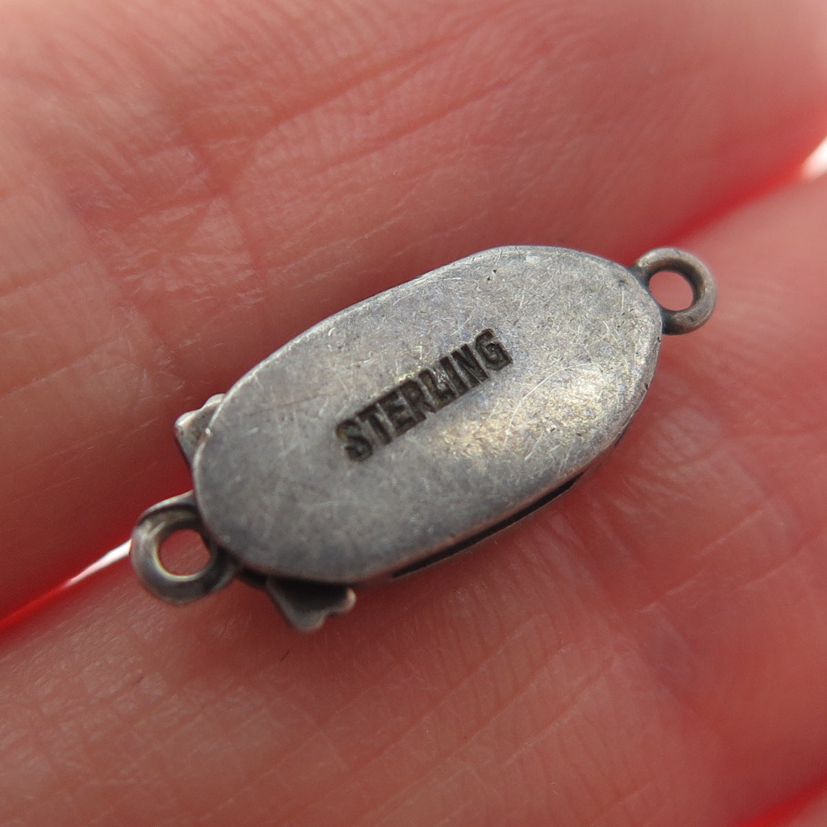 925 Sterling Silver Antique Art Deco Rhinestone Bracelet / Necklace Lock Clasp