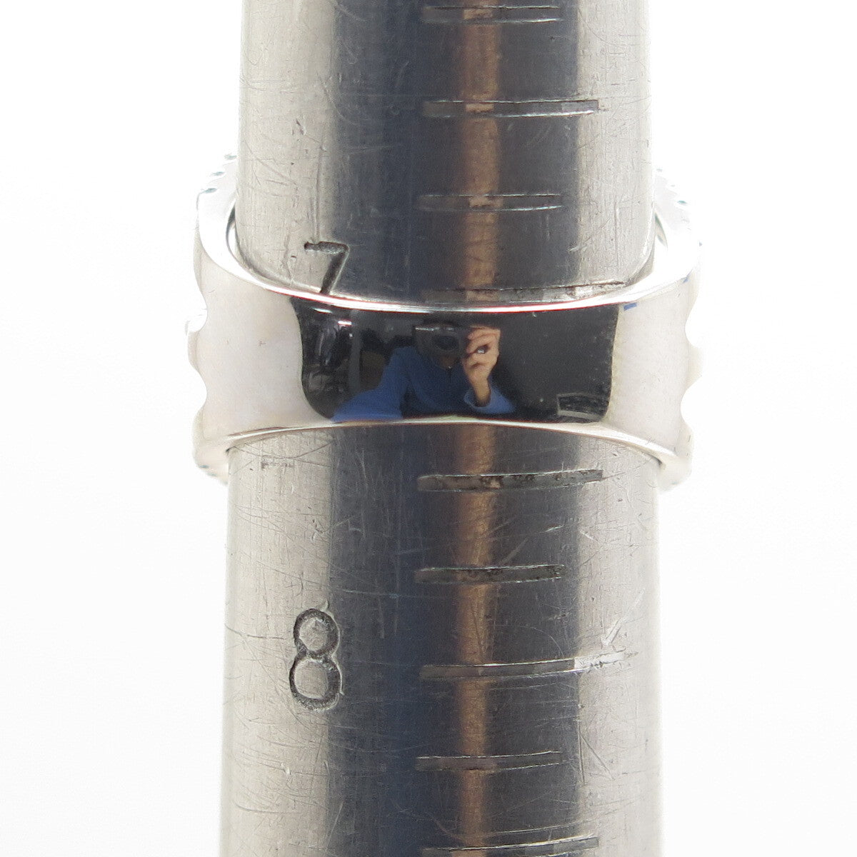 925 Sterling Silver Real Blue & White Topaz 3-Row Spine Ring Size 7.25