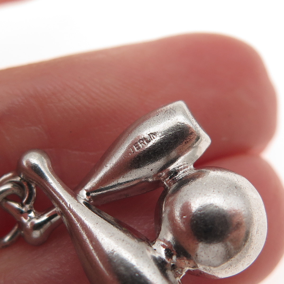 925 Sterling Silver Vintage Bowling Ball & Pins Mini Charm Pendant