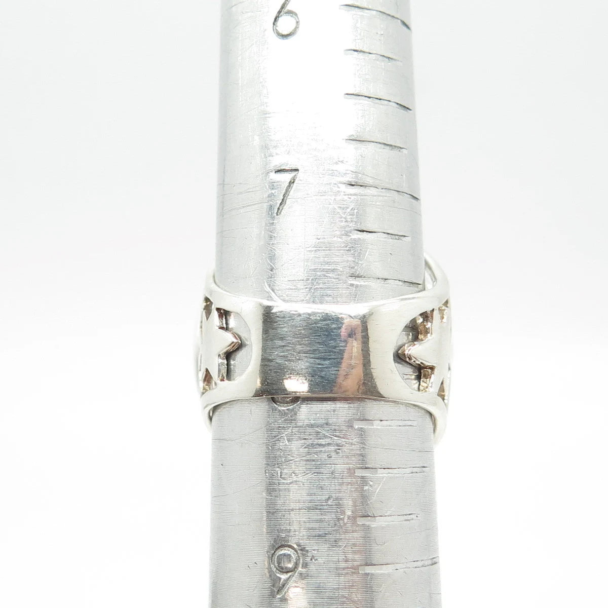 925 Sterling Silver Vintage Star Domed Ring Size 8.25