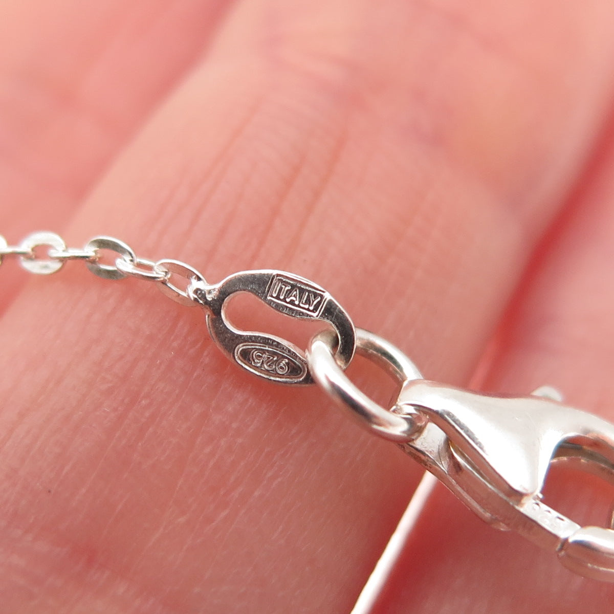 925 Sterling Silver Italy Modernist Disc Ball Beaded Cable Chain Necklace 18"