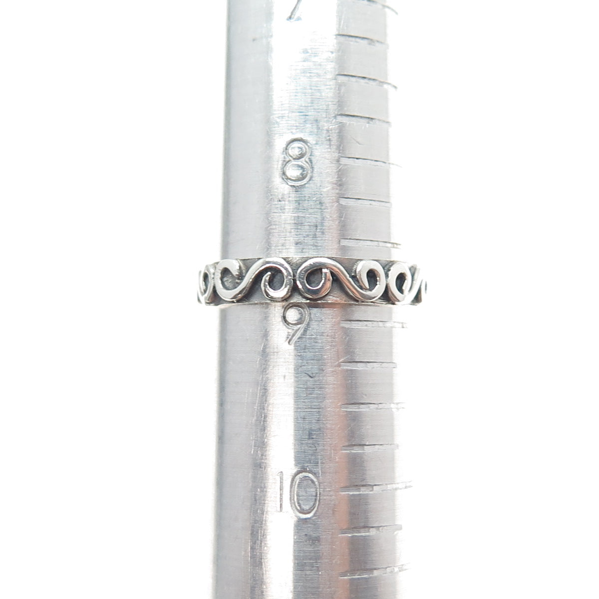 925 Sterling Silver Vintage Modernist Spiral Oxidized Band Ring Size 9