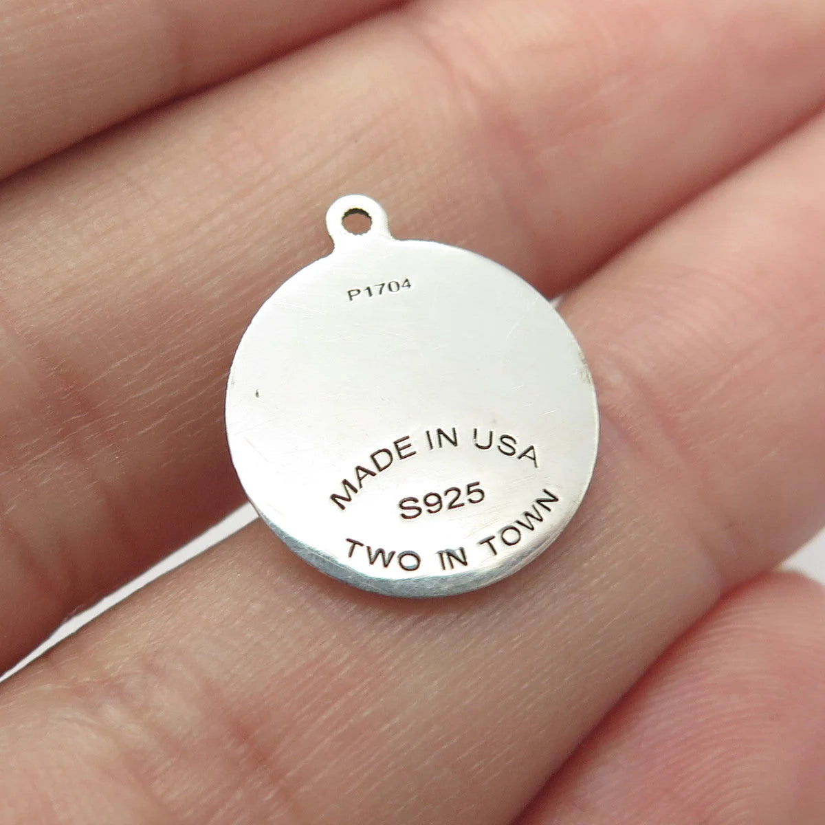 925 Sterling Silver USA Two In Town Swan Bird Charm Pendant