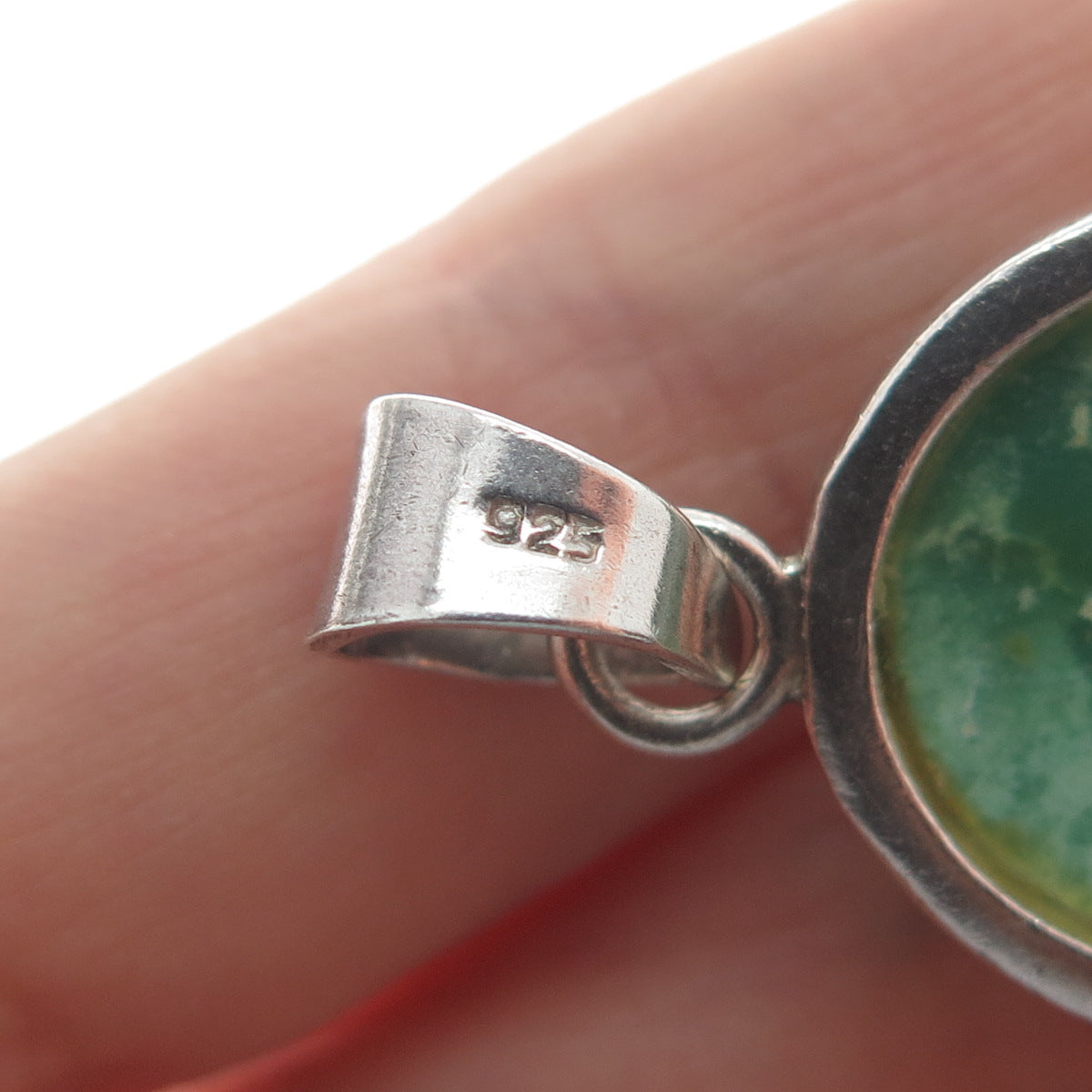925 Sterling Silver Vintage Real Cabochon Royston Turquoise Charm Pendant
