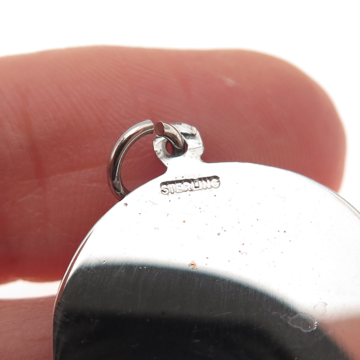 925 Sterling Silver Vintage Engraved Round Tag Charm Pendant