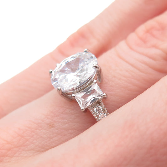 925 Sterling Silver C Z Engagement Ring Size 5.5