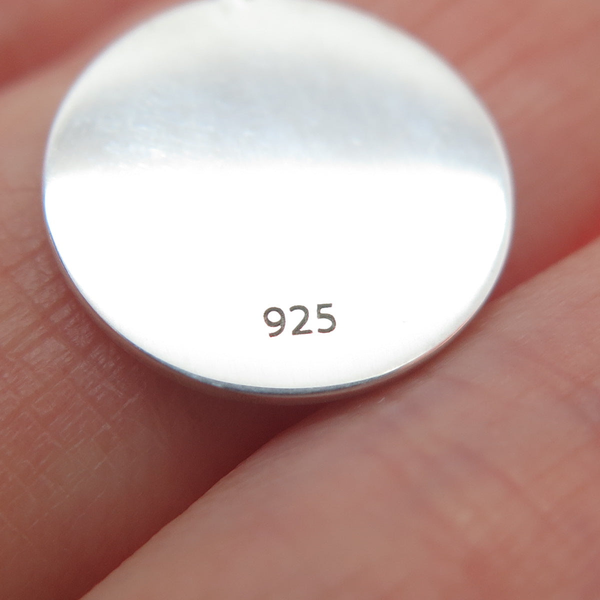 925 Sterling Silver Pink Enamel Rose Flower Round Tag Minimalist Charm Pendant