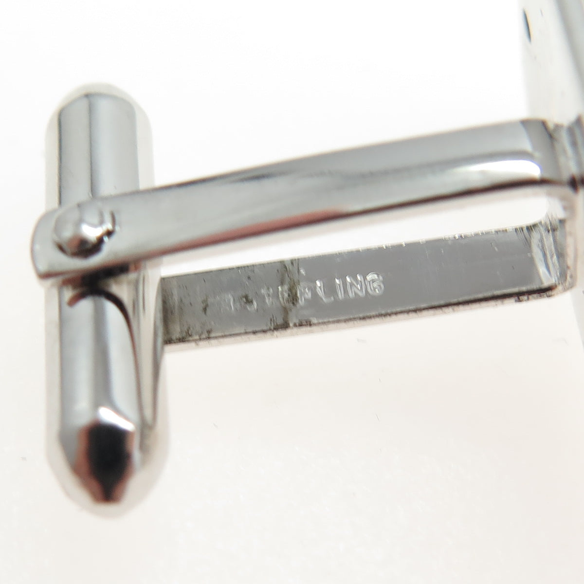 925 Sterling Silver 2-Tone Vintage Engravable Bullet Back Cufflinks